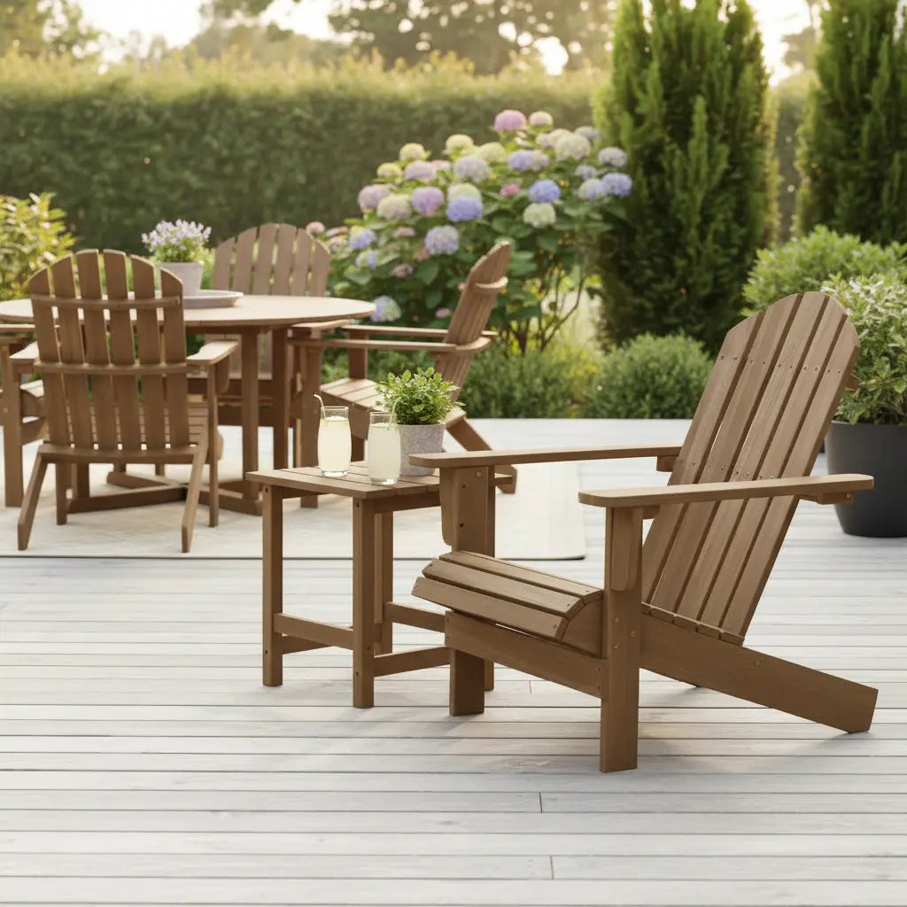 Terrasse aménagée avec un salon de jardin Adirondack 