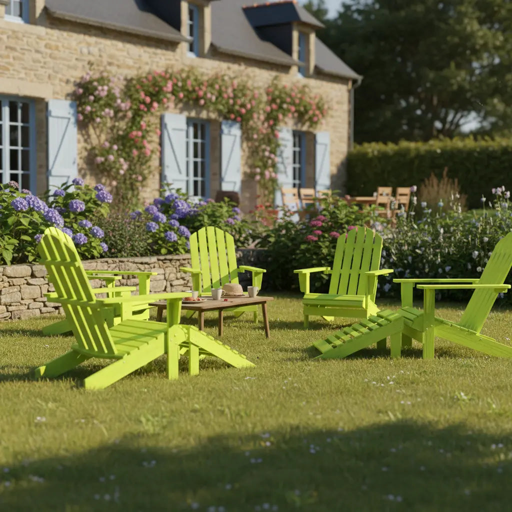 salon de jardin en fauteuils adirondack vert en vois certifié