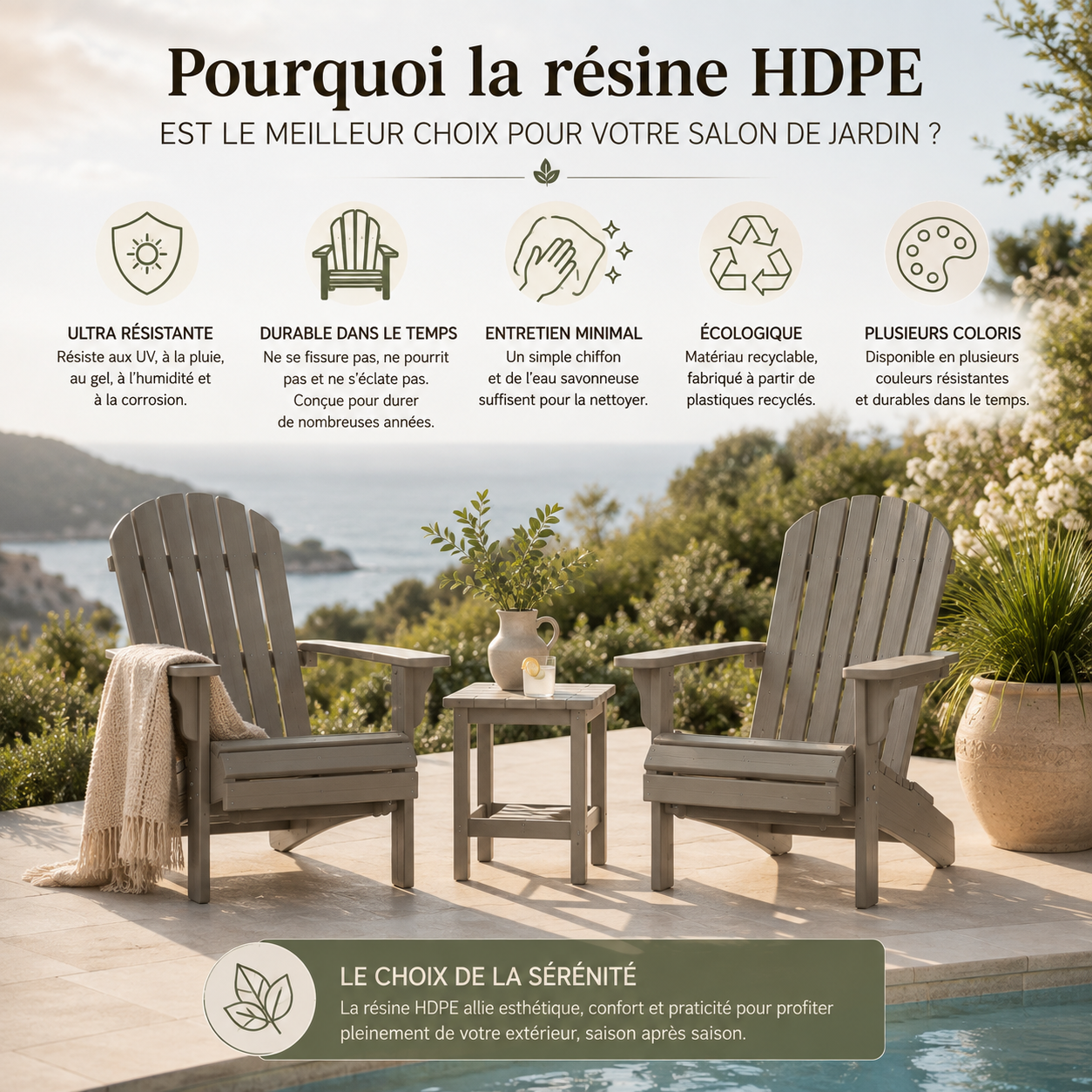 Pourquoi la résine HDPE est le meilleur choix possible pour son salon de jardin ?