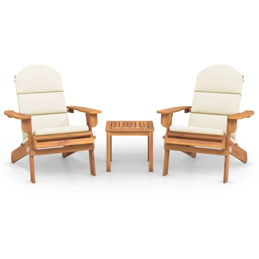 Ensemble de salon de jardin Adirondack 3 pcs bois acacia solide