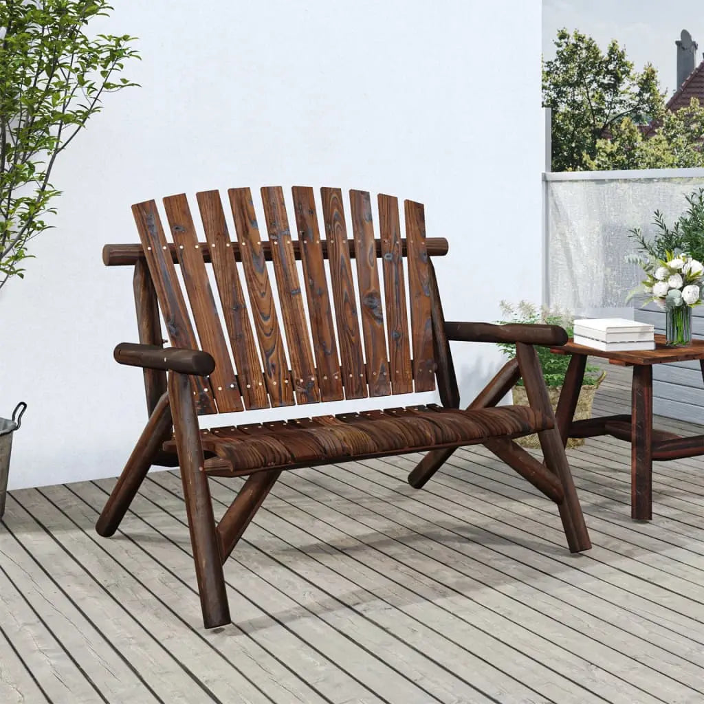 Banc de jardin 2 places style Adirondack en bois d'épicéa marron - Photo 1