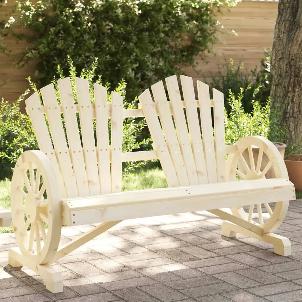 Banc de jardin 2 places style Adirondack en bois de sapin beige - Photo 1