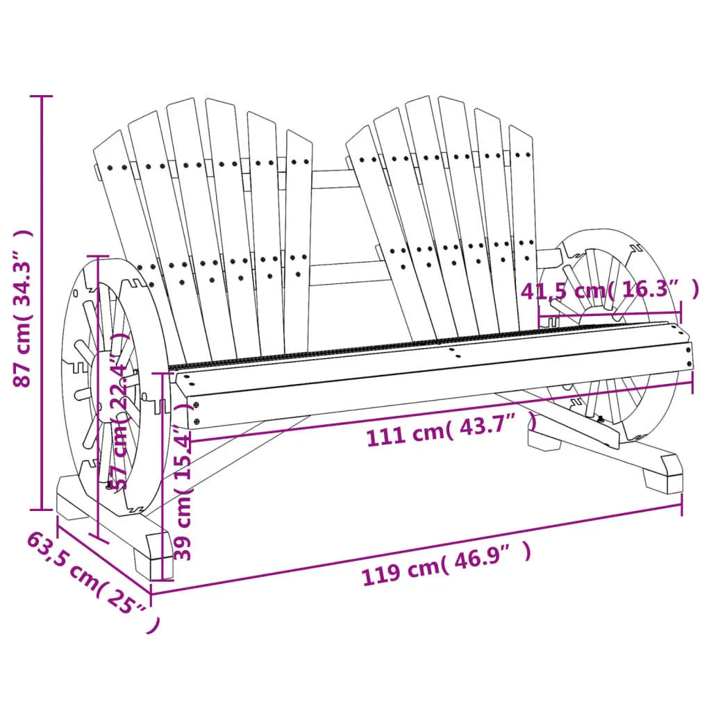 Banc de jardin 2 places style Adirondack en bois de sapin beige - Photo 9