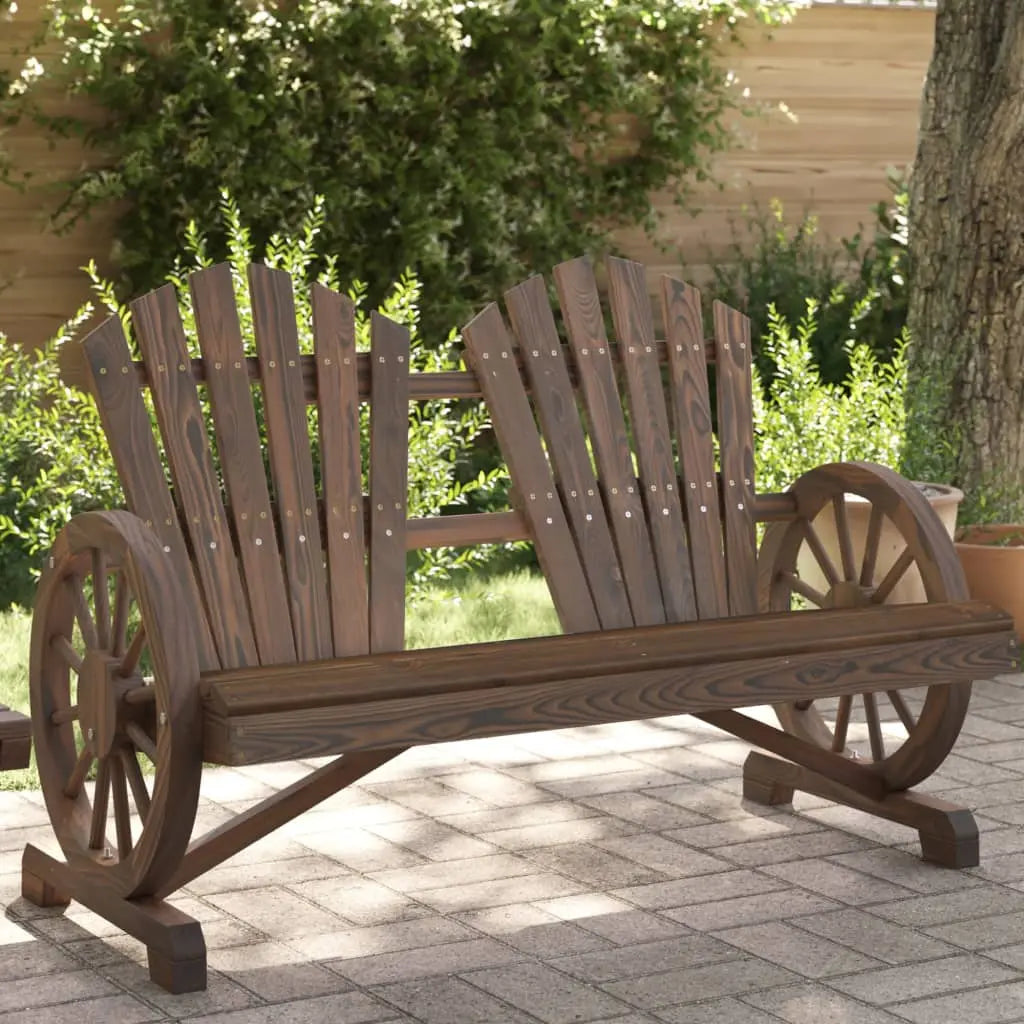 Banc de jardin 2 places style Adirondack en bois de sapin marron - Photo 1