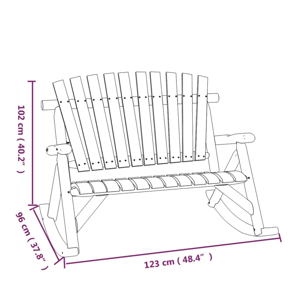 Banc de jardin à bascule 2 places style Adirondack en bois d'épicéa marron - Photo 6