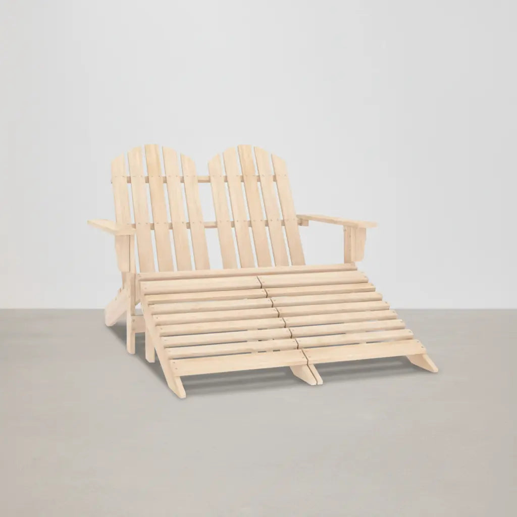 Banc de jardin style Adirondack 2 places + repose-pieds en bois de sapin beige - Club Adirondack photo 4