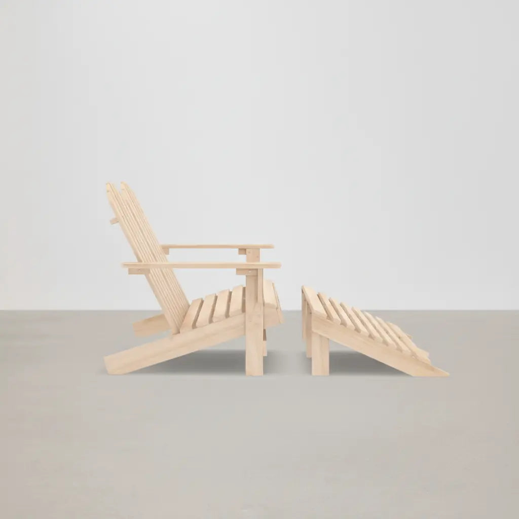 Banc de jardin style Adirondack 2 places + repose-pieds en bois de sapin beige - Club Adirondack photo 2