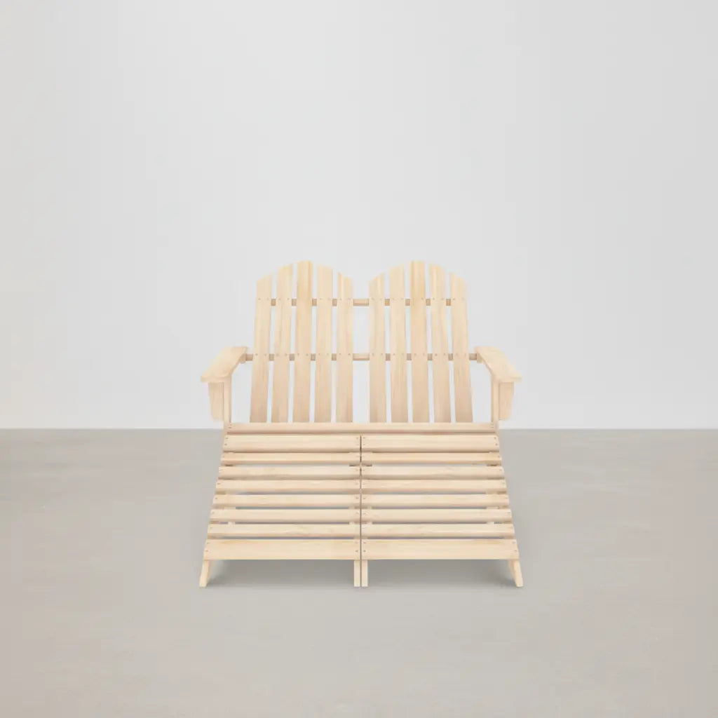 Banc de jardin style Adirondack 2 places + repose-pieds en bois de sapin beige - Club Adirondack photo 1 