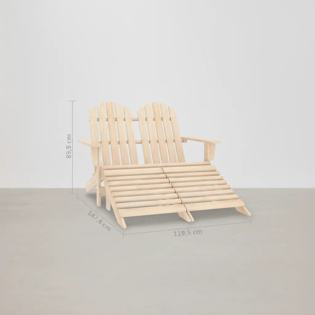 Banc de jardin style Adirondack 2 places + repose-pieds en bois de sapin beige - Club Adirondack photo 3