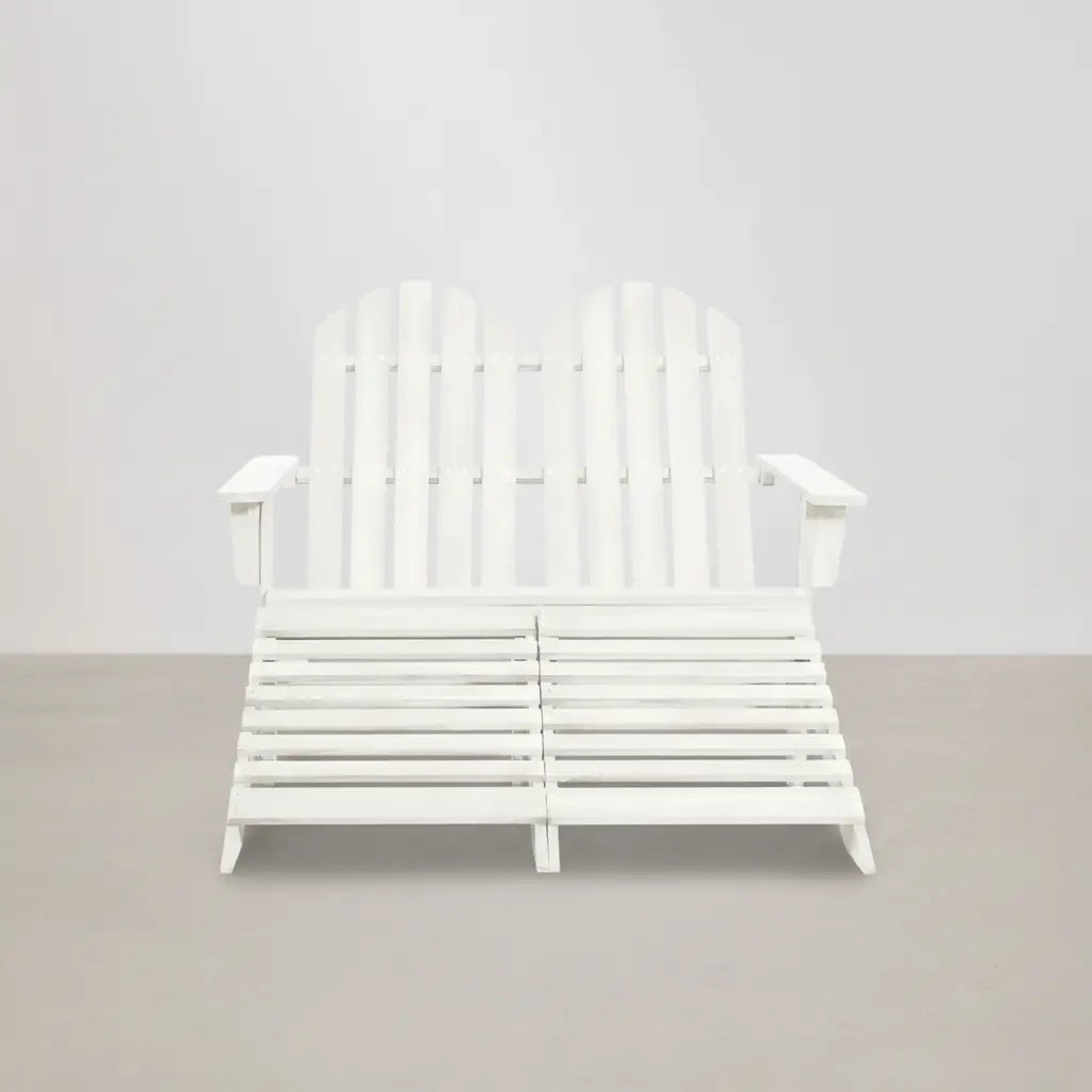 Banc de jardin style Adirondack 2 places + repose-pieds en bois de sapin blanc | Club Adirondack photo 1