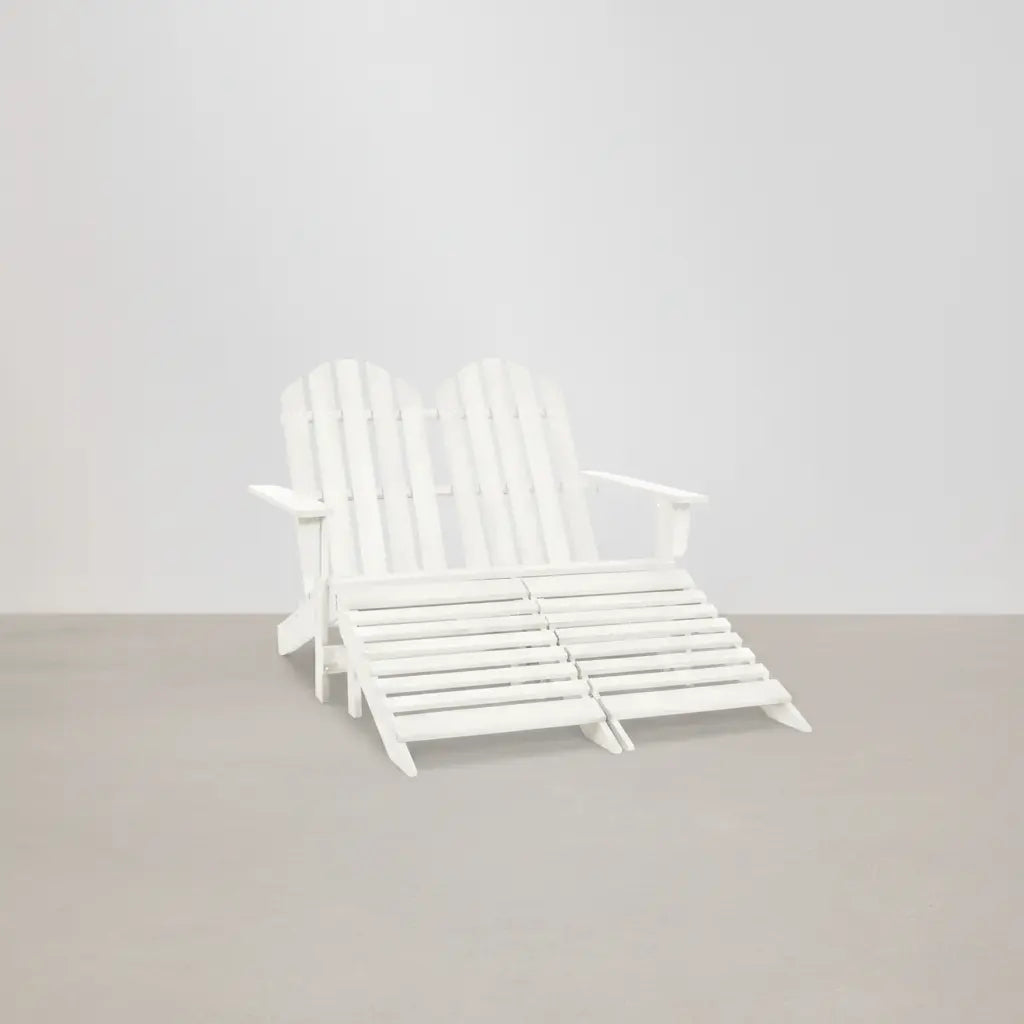 Banc de jardin style Adirondack 2 places + repose-pieds en bois de sapin blanc | Club Adirondack photo 2