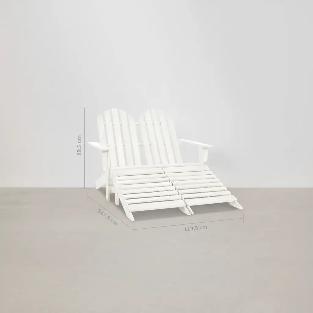 Banc de jardin style Adirondack 2 places + repose-pieds en bois de sapin blanc | Club Adirondack photo 6