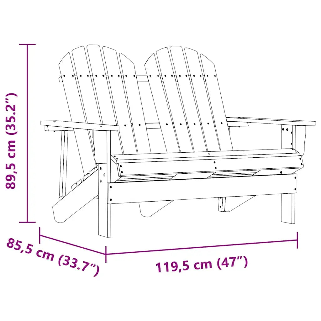 Banc de jardin style Adirondack 2 places en bois de sapin blanc - Photo 6