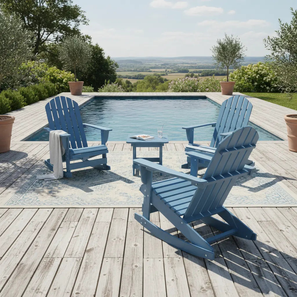 Chaise à bascule Adirondack en bois de sapin Bleu | Club Adirondack photo 2