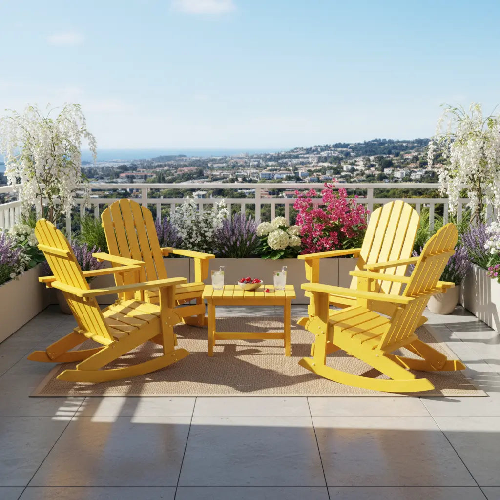 Chaise à bascule Adirondack en bois de sapin Jaune | Club Adirondack photo 2