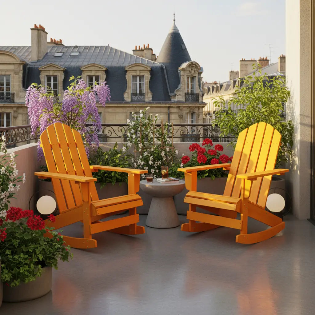 Chaise à bascule Adirondack en bois de sapin Orange | Club Adirondack photo 6