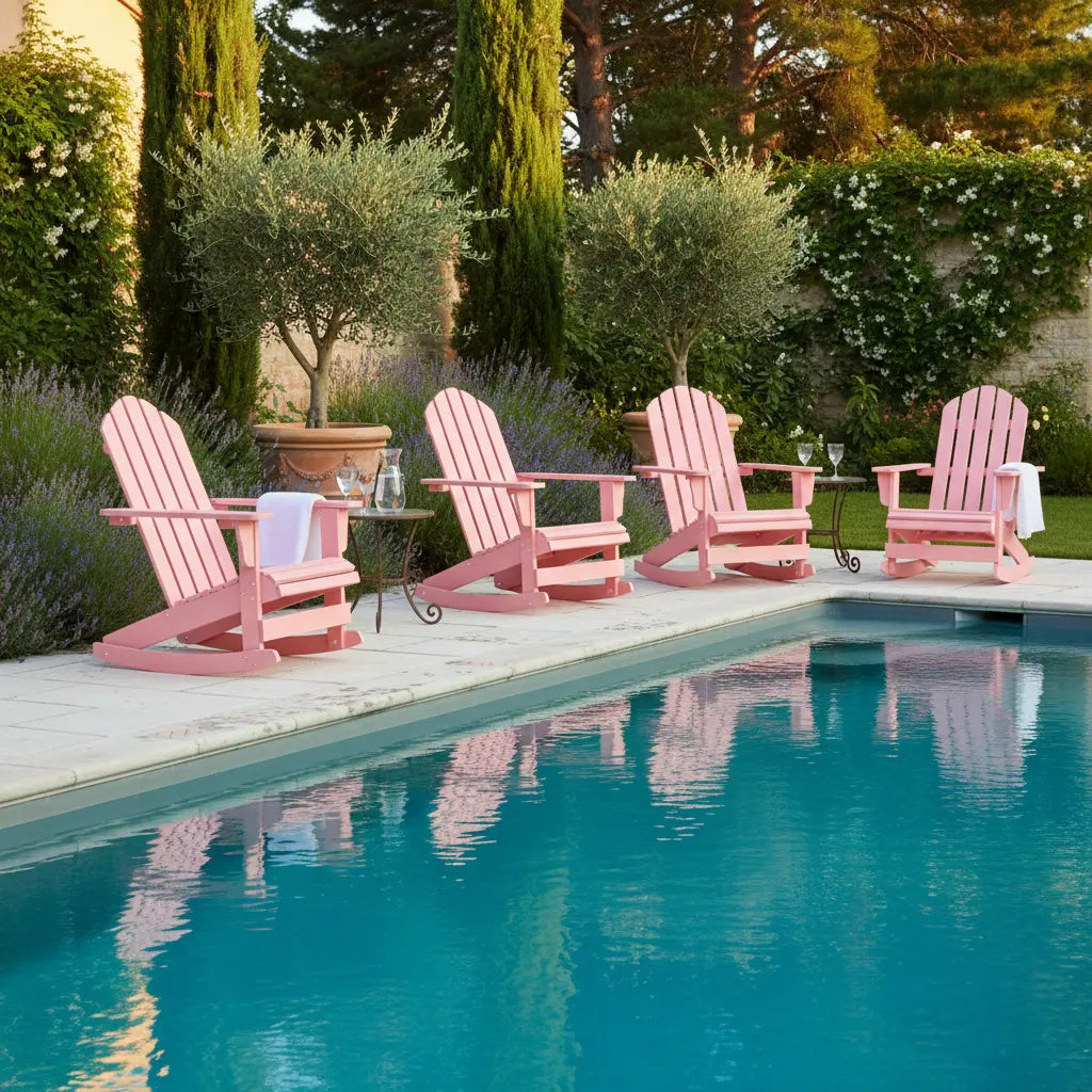 Chaise à bascule Adirondack en bois de sapin Rose | Club Adirondack photo 8