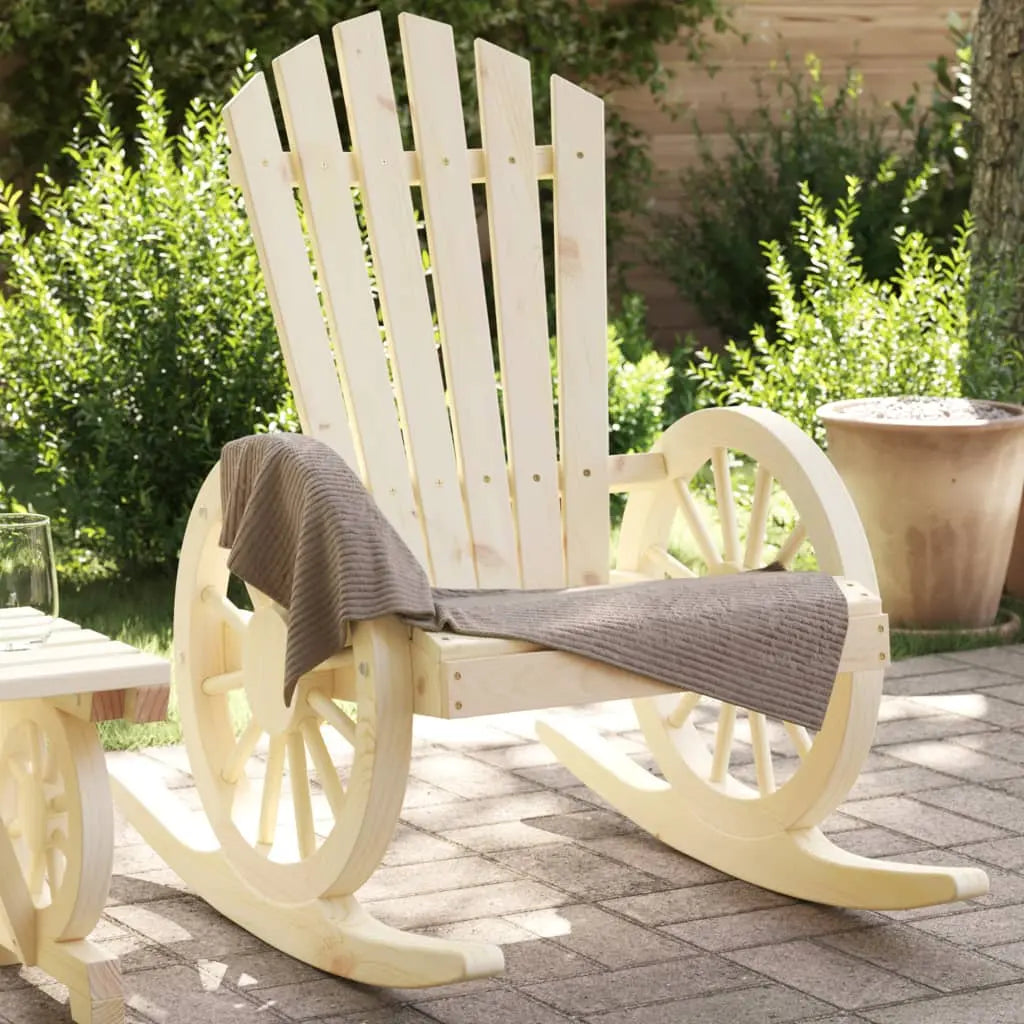 Chaise à bascule style Adirondack en bois de sapin Beige - Photo 1
