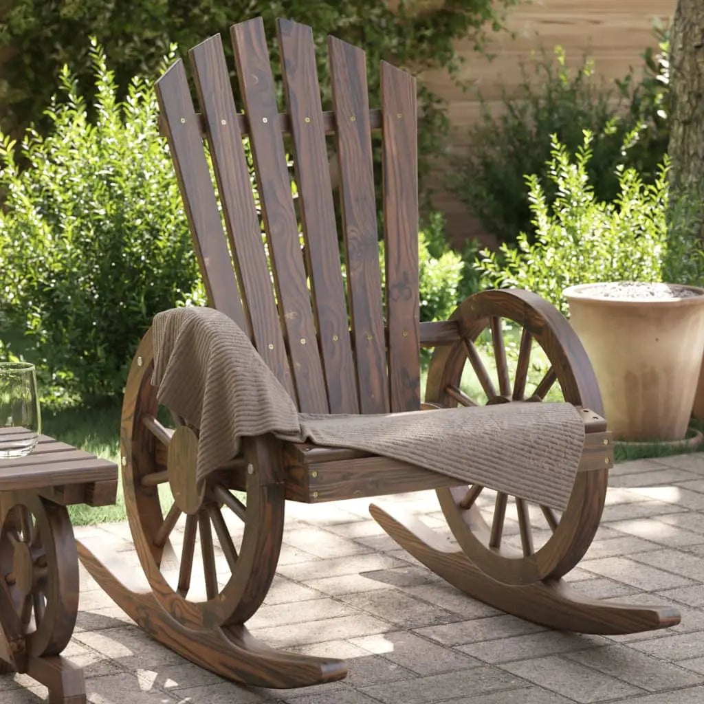 Chaise à bascule style Adirondack en bois de sapin marron - Photo 1