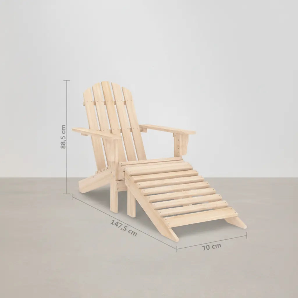 Chaise de jardin Adirondack + repose pieds en bois de sapin Beige - Club Adirondack photo 9