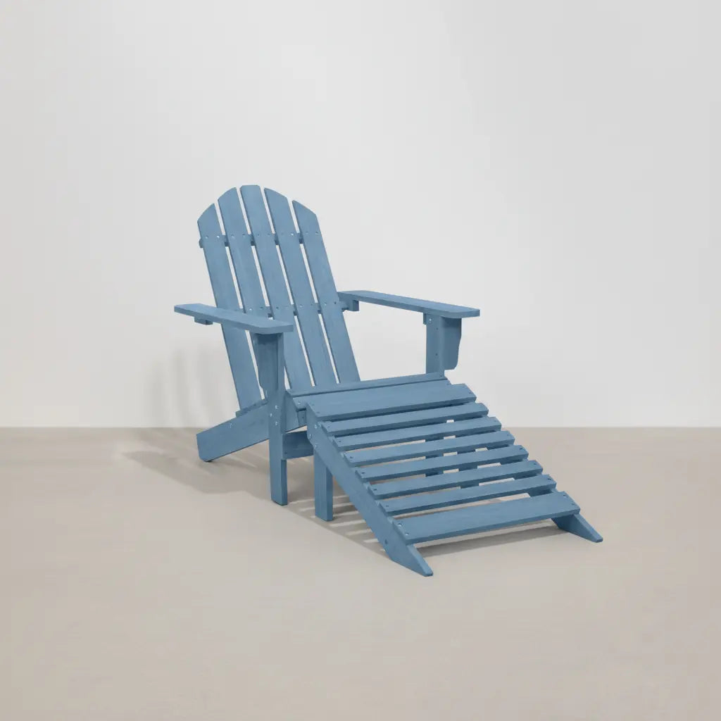 Chaise de jardin Adirondack + repose pieds en bois de sapin Bleu - Club Adirondack photo 1