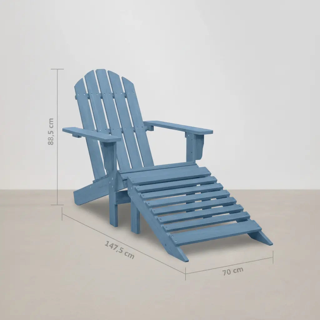 Chaise de jardin Adirondack + repose pieds en bois de sapin Bleu - Club Adirondack photo 8
