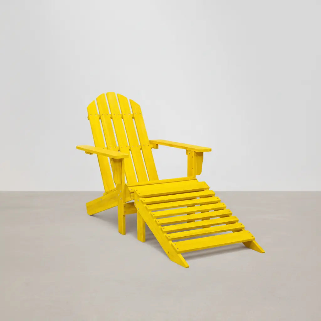 Chaise de jardin Adirondack + repose pieds en bois de sapin Jaune - Club Adirondack photo 1