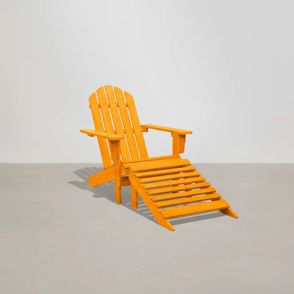 Chaise de jardin Adirondack + repose pieds en bois de sapin Orange - Club Adirondack photo 1