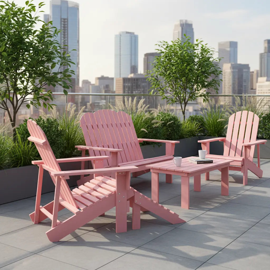 Chaise de jardin Adirondack + repose pieds en bois de sapin Rose - Club Adirondack photo 2