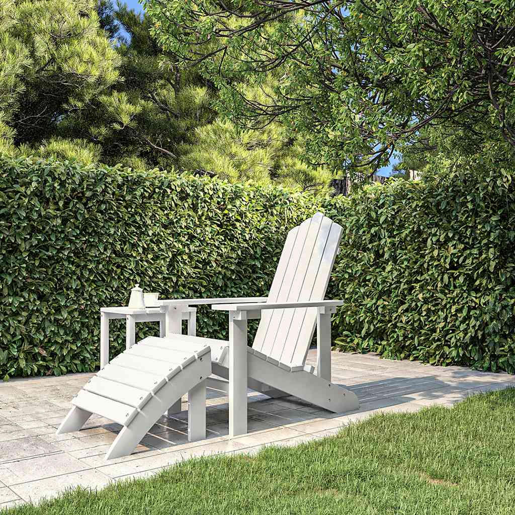 Chaise de jardin Adirondack + repose-pieds en résine Blanc - Photo 1
