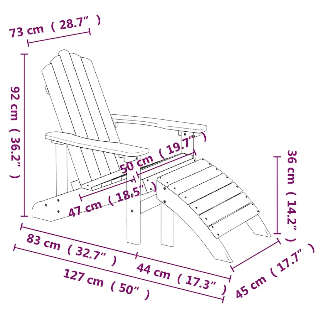 Chaise de jardin Adirondack + repose-pieds en résine Blanc - Photo 7