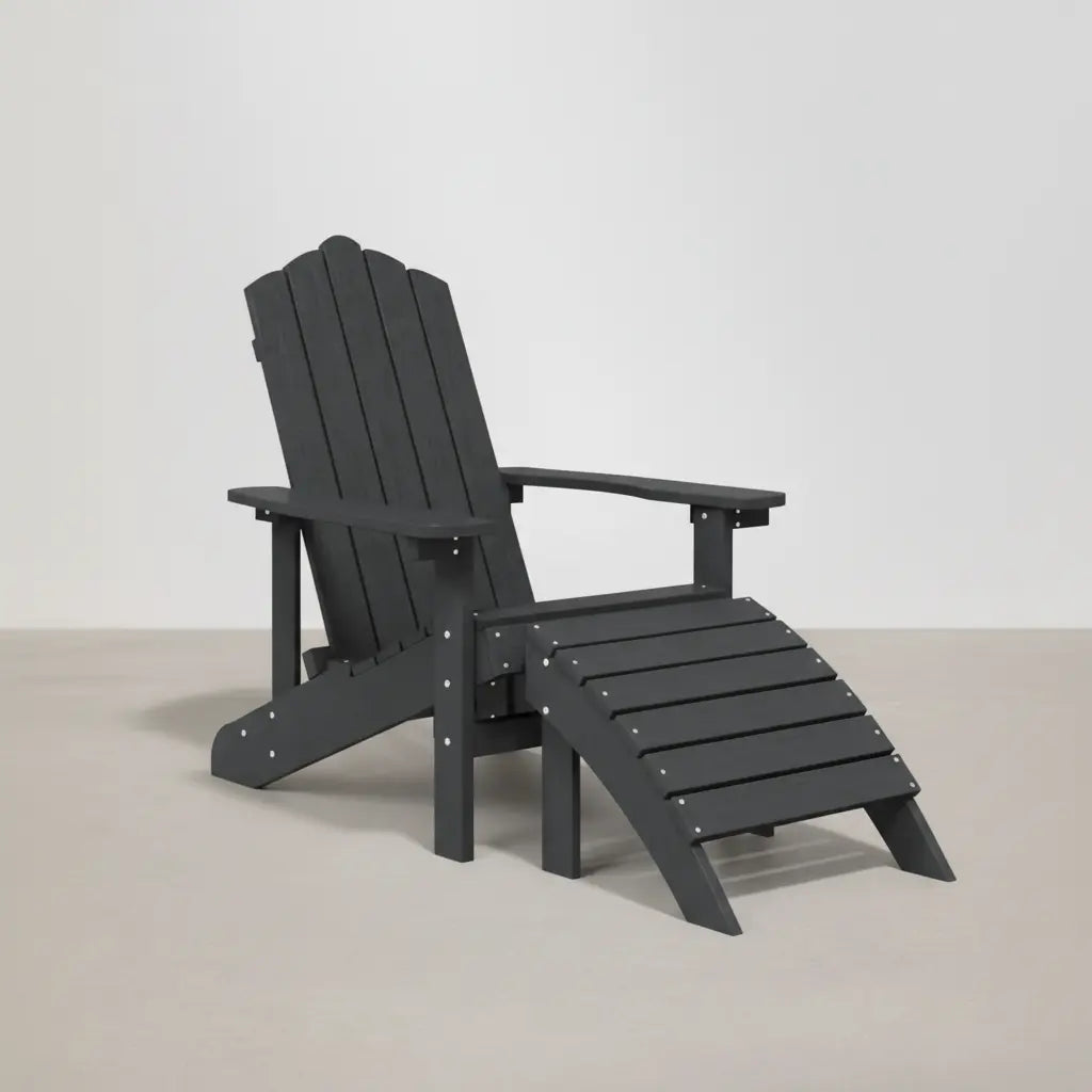Chaise de jardin Adirondack + repose-pieds en résine Gris anthracite | Club Adirondack photo 1