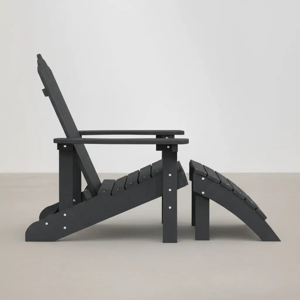 Chaise de jardin Adirondack + repose-pieds en résine Gris anthracite | Club Adirondack photo 5