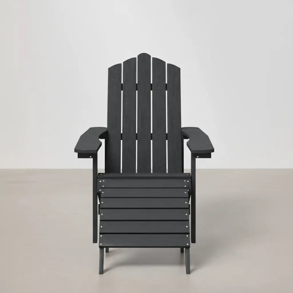 Chaise de jardin Adirondack + repose-pieds en résine Gris anthracite | Club Adirondack photo 4