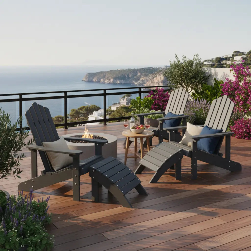 Chaise de jardin Adirondack + repose-pieds en résine Gris anthracite | Club Adirondack photo 2