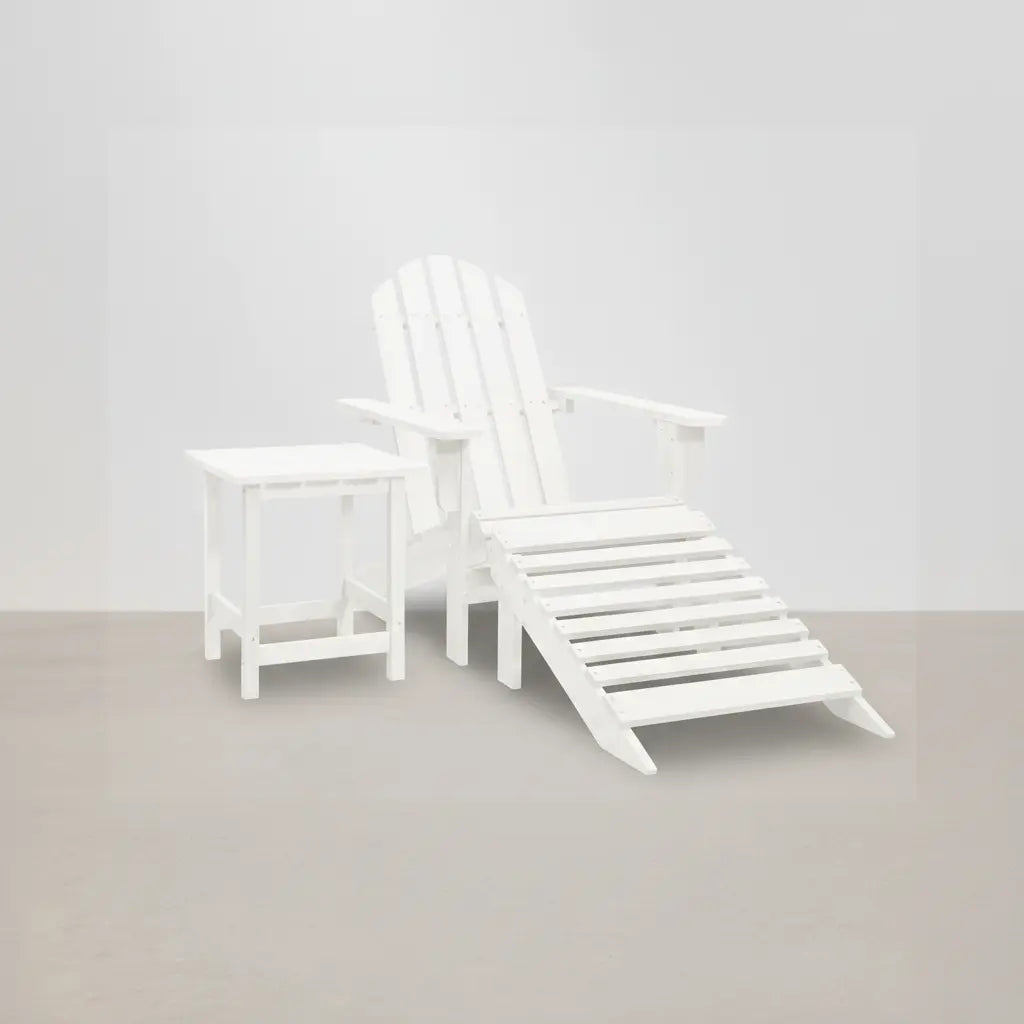 Chaise de jardin Adirondack + table basse + repose-pieds en bois de Sapin Blanc - Club Adirondack photo 1