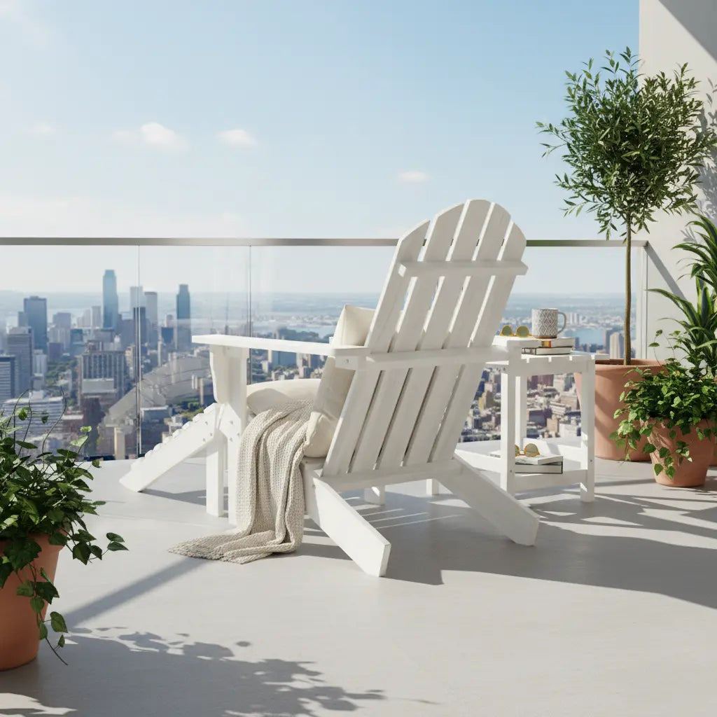 Chaise de jardin Adirondack + table basse + repose-pieds en bois de Sapin Blanc - Club Adirondack photo 2