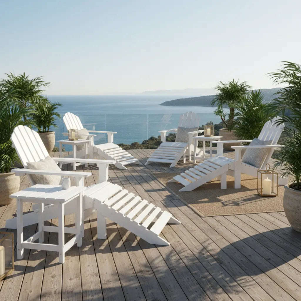 Chaise de jardin Adirondack + table basse + repose-pieds en bois de Sapin Blanc - Club Adirondack photo 3