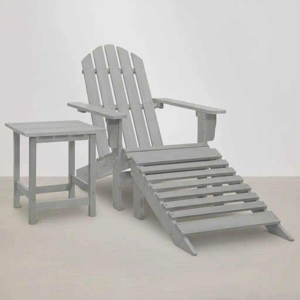 Chaise de jardin Adirondack + table basse + repose-pieds en bois de Sapin Gris - Club Adirondack photo 1