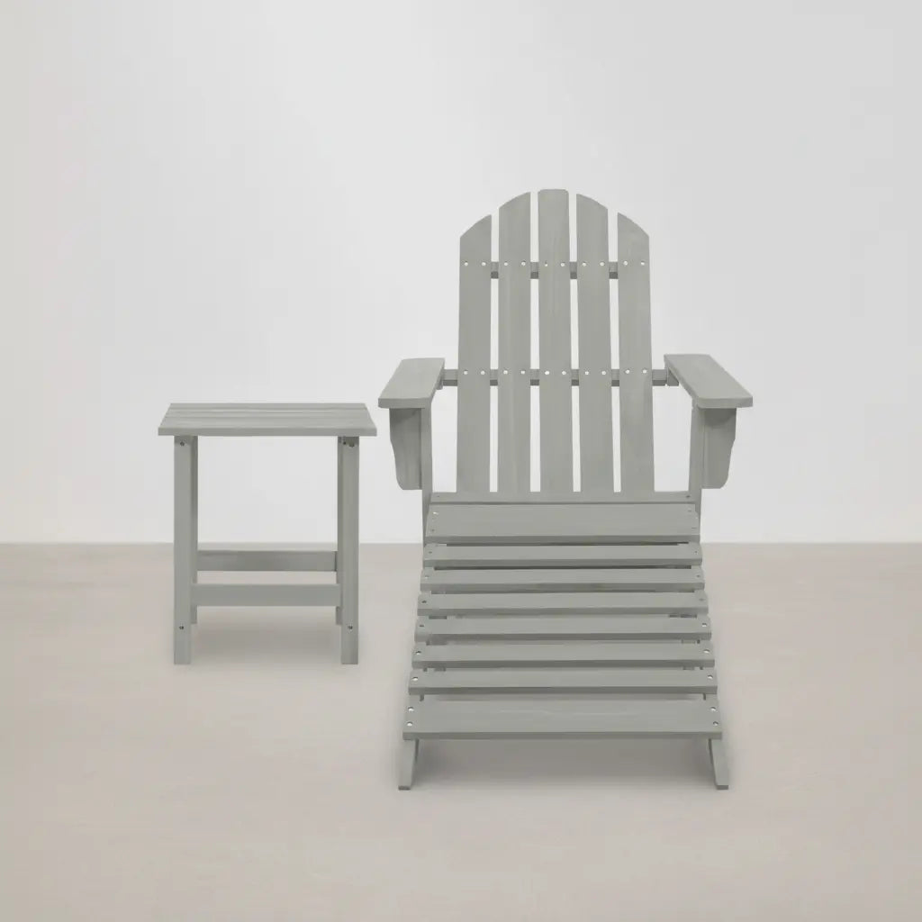 Chaise de jardin Adirondack + table basse + repose-pieds en bois de Sapin Gris - Club Adirondack photo 5