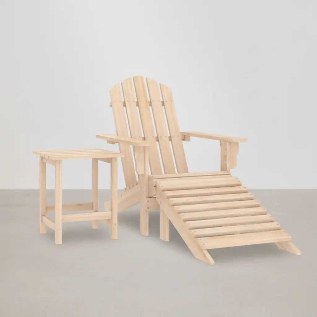 Chaise de jardin Adirondack + table basse + repose-pieds en bois de Sapin beige - Club Adirondack photo 1