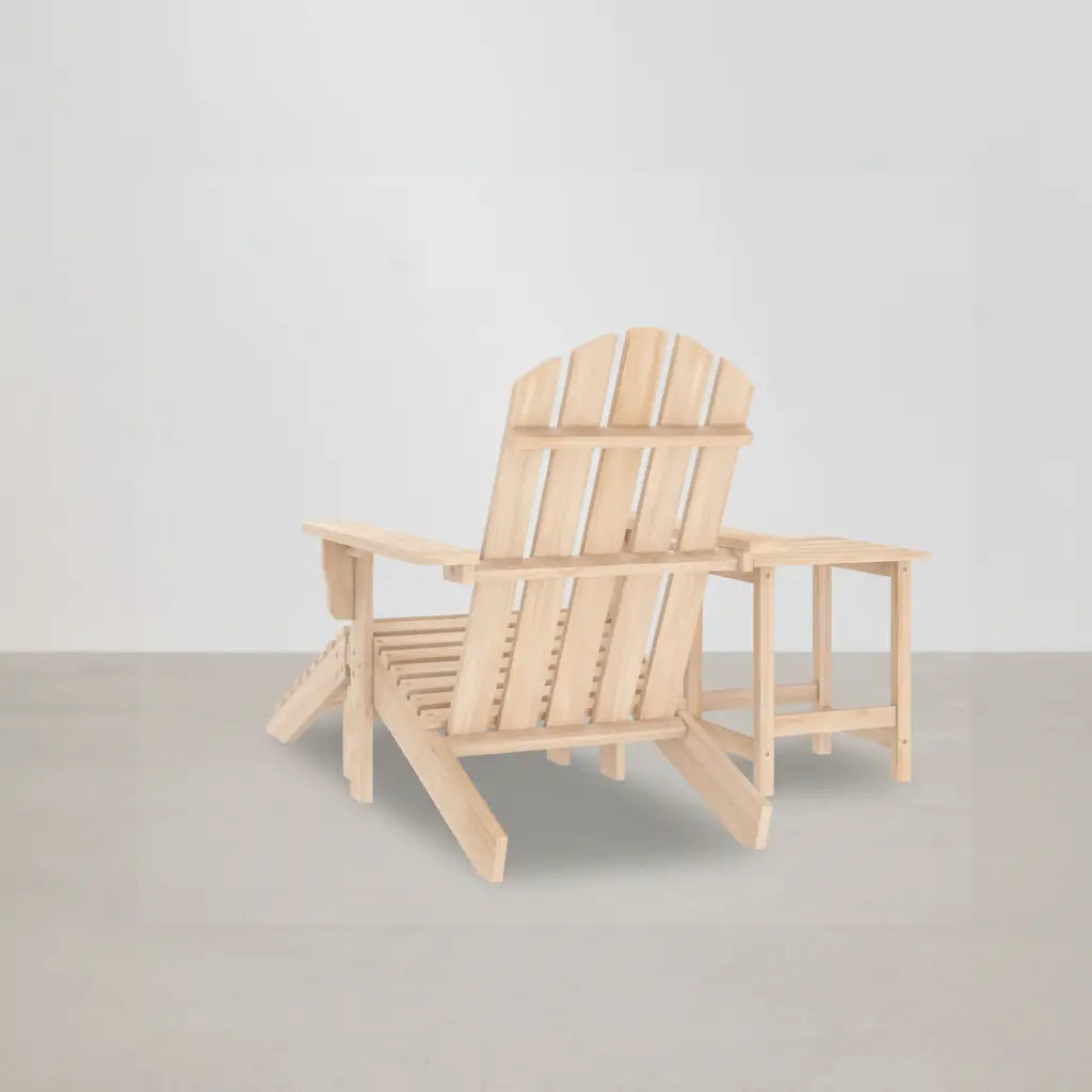 Chaise de jardin Adirondack + table basse + repose-pieds en bois de Sapin beige - Club Adirondack photo 4