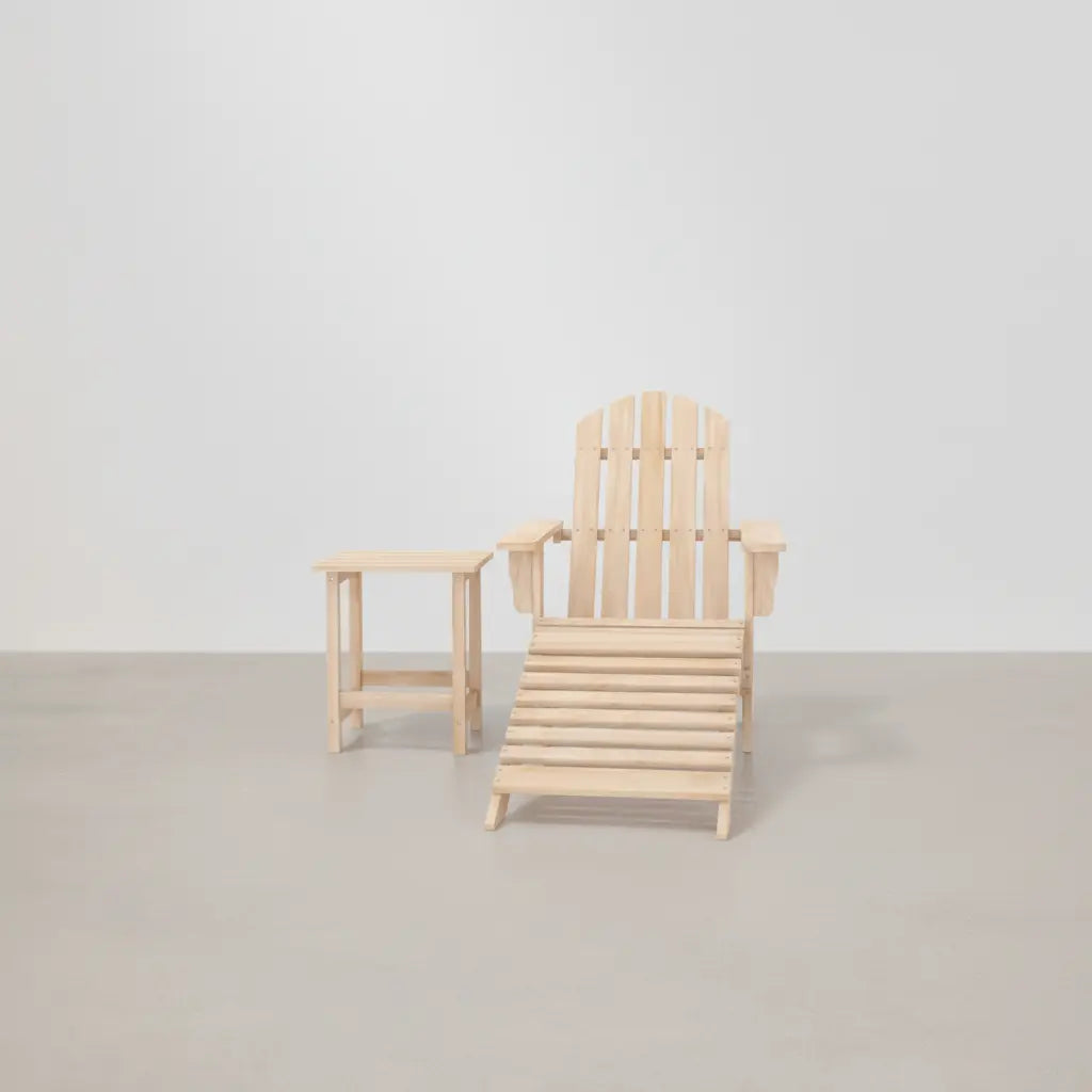 Chaise de jardin Adirondack + table basse + repose-pieds en bois de Sapin beige - Club Adirondack photo 5