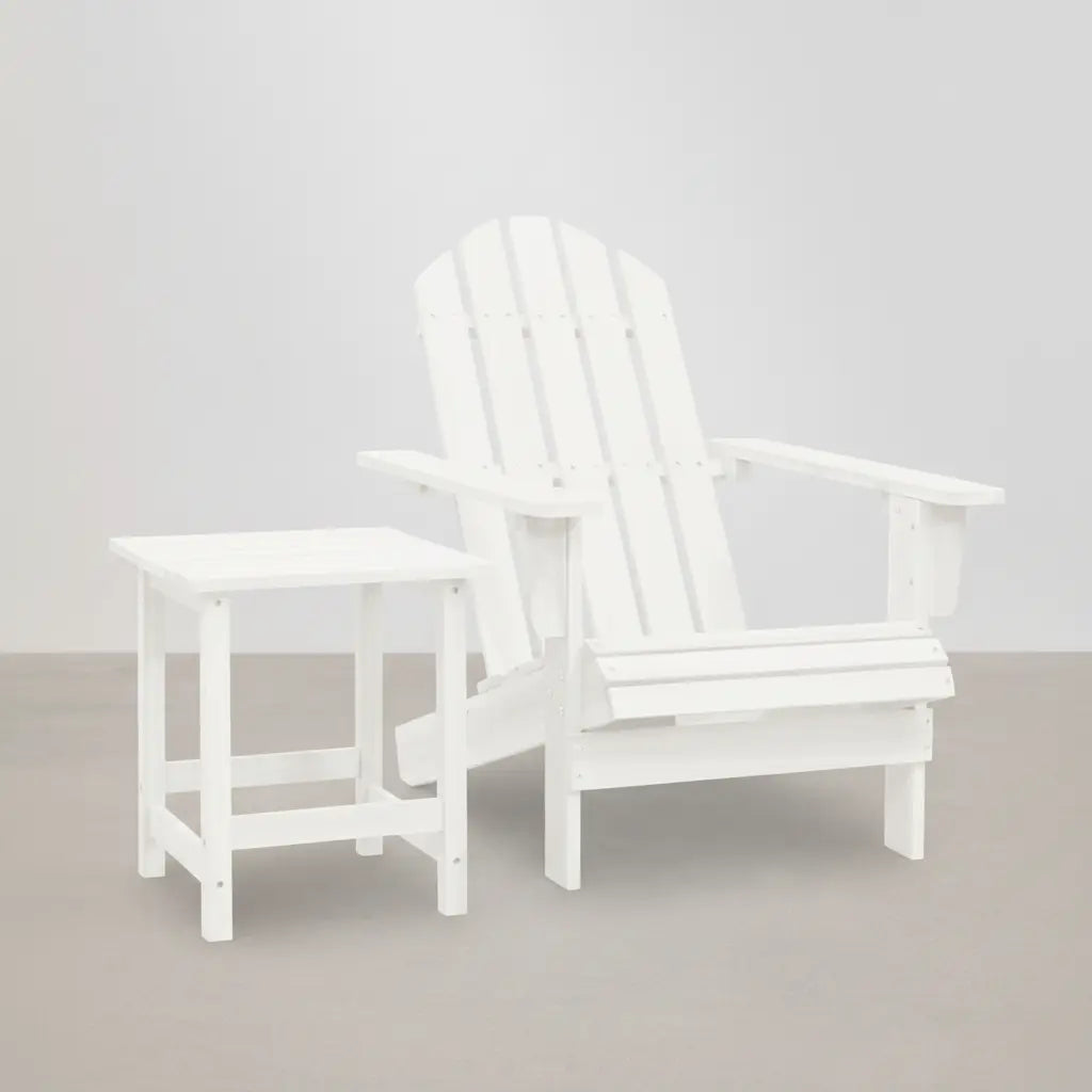 Chaise de jardin Adirondack + table basse en bois de sapin Blanc - Club Adirondack photo 1