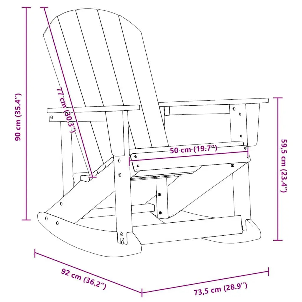 Chaise de jardin Adirondack à bascule en Résine gris clair - Photo 10
