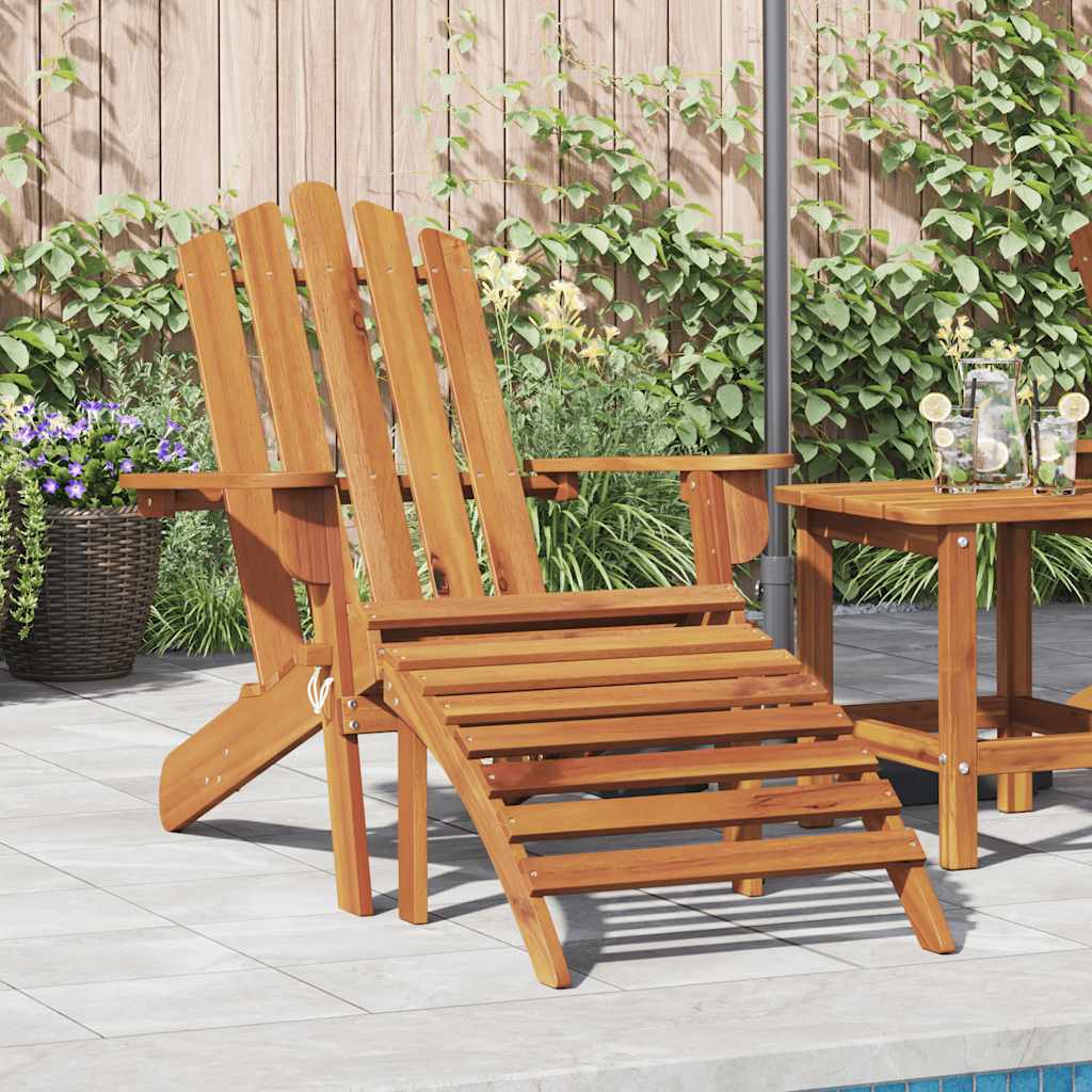 Chaise de jardin Adirondack pliable et repose-pieds en Bois d'acacia marron - Club Adirondack photo 3