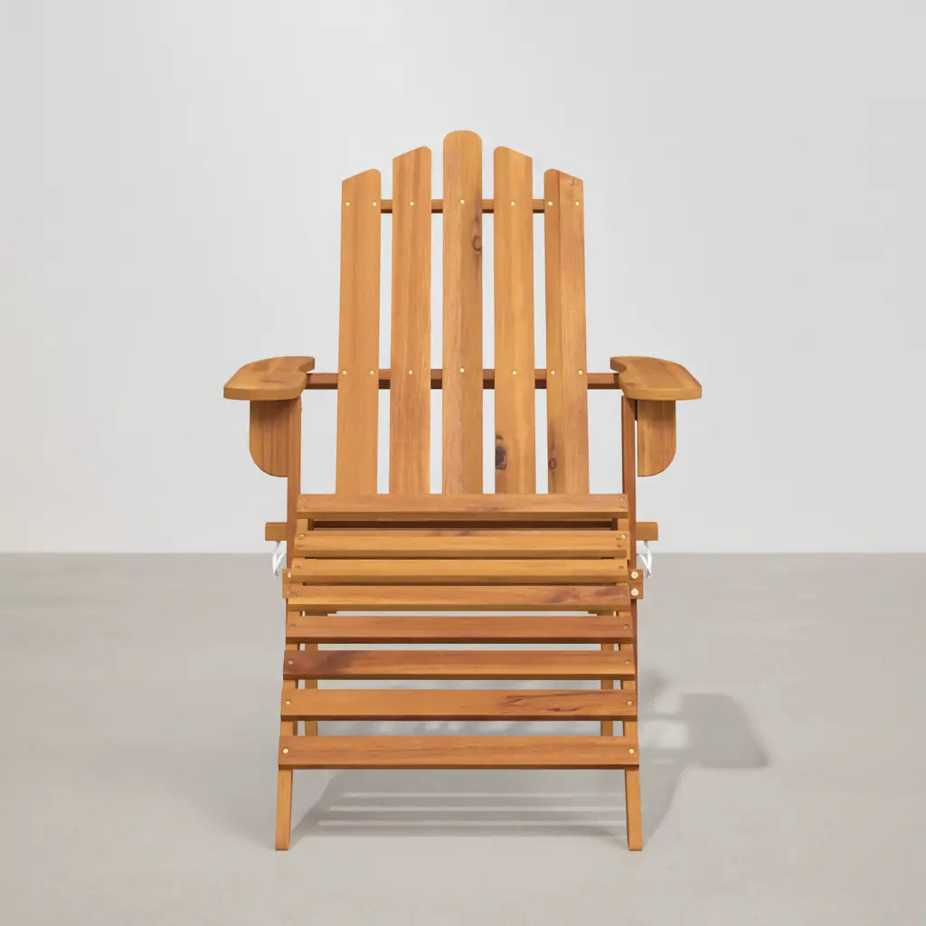 Chaise de jardin Adirondack pliable et repose-pieds en Bois d'acacia marron - Club Adirondack photo 6