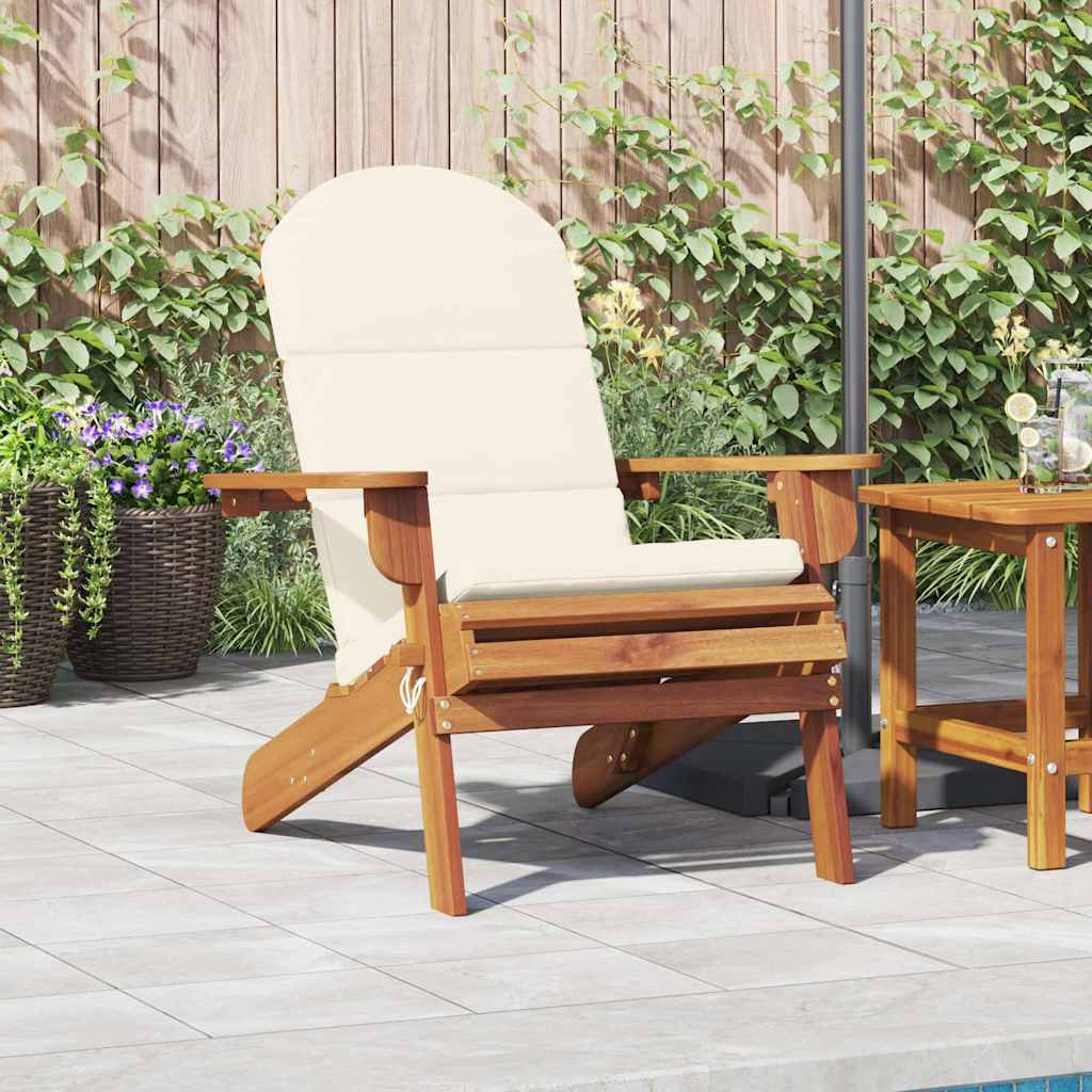 Chaise de jardin pliable Adirondack + coussins beige en bois d'acacia - Photo 1