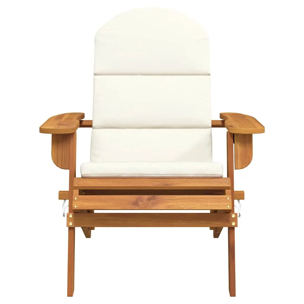 Chaise de jardin pliable Adirondack + coussins beige en bois d'acacia - Photo 3