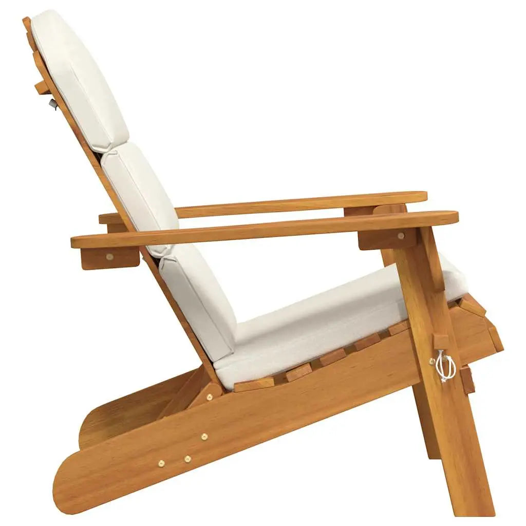 Chaise de jardin pliable Adirondack + coussins beige en bois d'acacia - Photo 5
